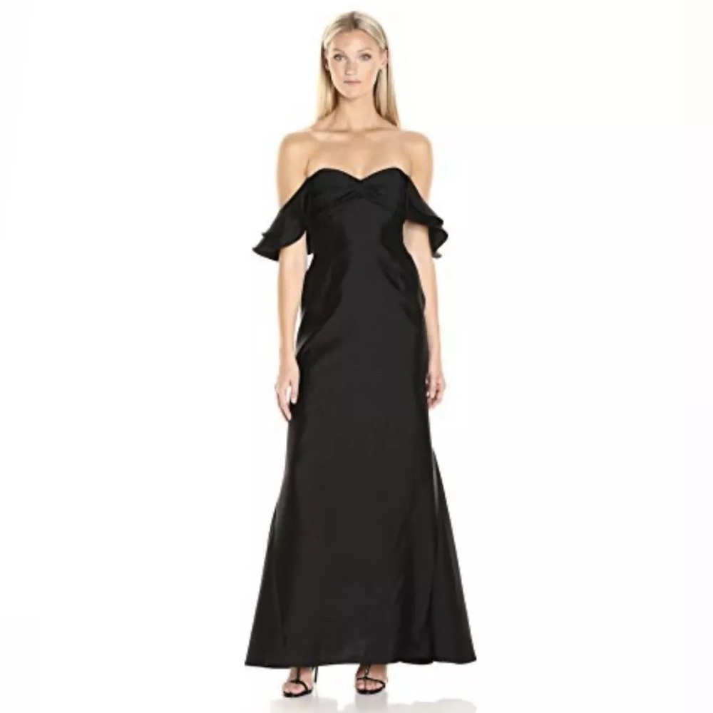 NWT Shoshanna Nolita Gown Black Tie Prom Gala Dress Maxi Black Off shoulders